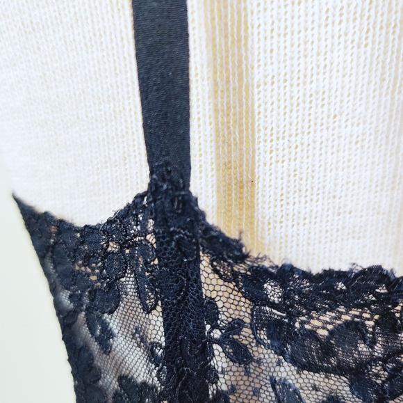 Vintage 1930's Glamourous Black Bias Cut Silk/Lace Slip-Dress  Bound Scallop Hem - Picture 7 of 11